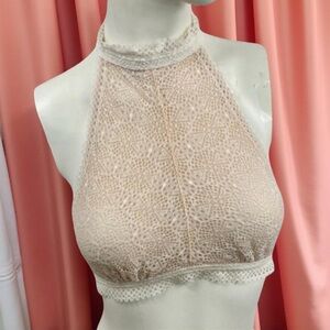 Victoria’s Secret Cream Lace Underwire Halter Bra Lingerie